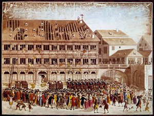 Rivoluzione francese: saccheggio del Municipio di Strasburgo il 20/07/1789. Stampa anonima. Parigi, B.N. da French School