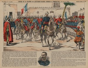 Truppe francesi comandate dal tenente colonnello Eugene Bonnier che entrano a Timbuktu da French School