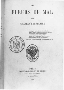 Copertina della prima edizione di Les Fleurs du mal di Charles Baudelaire (1821-67) pubblicata da Poulet-Malassis et de Broise, 1857 da French School