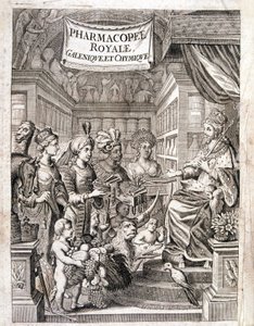 Frontespizio di "Pharmacopoeia royal, galenic and chymic" di Morse Charas, Farmacia al Giardino Reale delle Piante di Laurent d