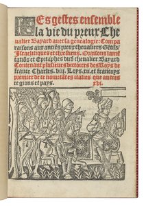 Frontespizio da "Les gestes ensemble la vie du preux Chevalier Bayard avec la genealogie", di Symphorien Champier