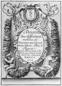 Frontespizio di Desseins des differentes manieres de vaisseaux...depuis Nantes jusqua Bayonne..., 1679 da French School