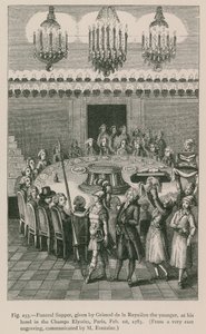 Cena funebre offerta da Grimod de la Reyniere il Giovane, al suo hotel negli Champs Elysees, Parigi, 1 febbraio 1783 da French School
