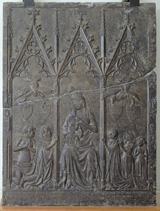Stele funeraria della famiglia Sacquespee, dal cimitero di St. Nicaise ad Arras, 1376 da French School