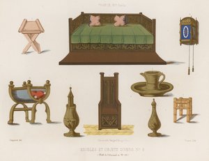 Mobili e vari oggetti della Francia del XIV secolo da French School