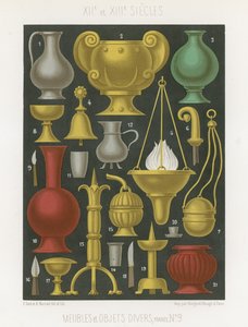 Mobili e vari oggetti del XII e XIII secolo da French School