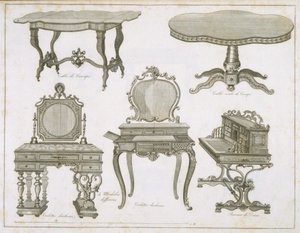 Design di mobili di Lefevre-Chauveaux, da Album Dessins de Meubles da French School
