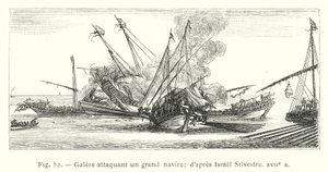 Galeone che attacca una grande nave; da Israel Silvestre, XVII secolo