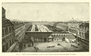 Gallerie di legno al Palais-Royal, nel 1828, Vista dal palazzo, secondo un