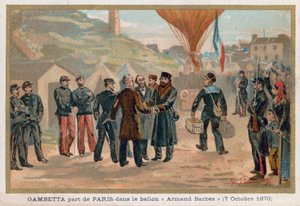 Gambetta lascia Parigi nella mongolfiera Armand-Barbes da French School