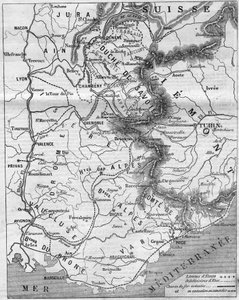 Mappa geografica del Ducato di Savoia e della Contea di Nizza da French School