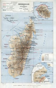 Carta geografica della colonia del Madagascar e delle sue dipendenze, della Riunione e della costa francese della Somalia. in "La mise en valeur des colonies francaises", Albert Sarraut