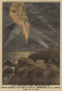 Zeppelin tedesco abbattuto in fiamme dalla contraerea e precipitato in mare, Prima Guerra Mondiale da French School