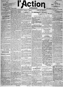 La Germania dichiara guerra alla Russia - La prima pagina del quotidiano "L
