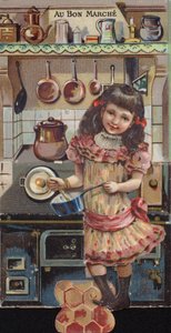 Ragazza che cucina in cucina da French School