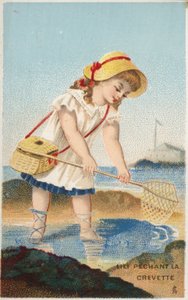 Ragazza che pesca gamberetti da French School