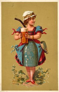 Ragazza che tiene un grande bicchiere di birra da French School