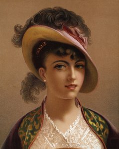 Ragazza con cappello rosa (cromolito)