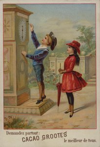 Ragazza che guarda un ragazzo regolare un orologio da French School