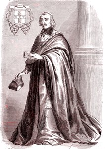 Giulio Raimondo Mazzarino, cardinale e diplomatico francese di origine italiana. 1865 (incisione) da French School