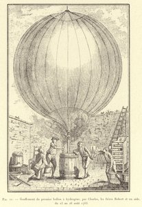 Gonfiamento del primo pallone a idrogeno, da parte di Charles, i fratelli Robert e un assistente, dal 23 al 26 agosto 1783 da French School