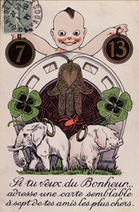 Cartolina di buona fortuna, c.1920 da French School