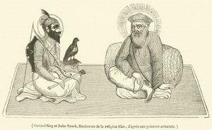Govind Sing e Baba-Nanek, fondatori della religione Sikh (incisione) da French School