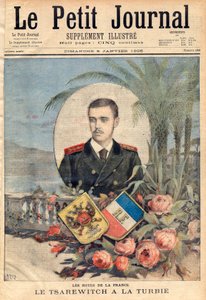 Granduca e zarevic russo Giorgio Aleksandrovich, fratello dello zar Nicola II in visita a La Turbie, Francia, 