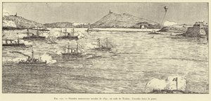 Grandi manovre navali del 1891, nella rada di Tolone; la squadra forza il passaggio (incisione) da French School