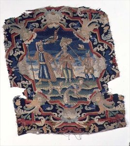 Copertura del sedile gros point e petit point con tre figure dell