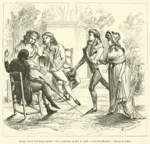 Gruppo estratto da un disegno intitolato, Una conferenza di Madame de Stael, Collezione Hennin da French School