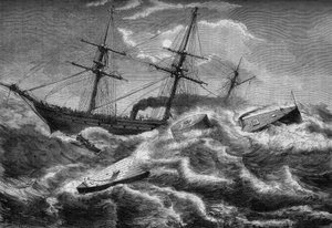 Guerra di Secessione o guerra civile americana (1861 - 1865): naufragio del "Monitor", corazzata dell