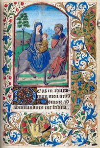 Fuga in Egitto, dal Libro delle Ore, Uso di Parigi, metà del XV secolo