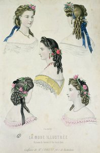 Acconciature di Monsieur Croisat, da La Mode Illustrée, 1865 da French School