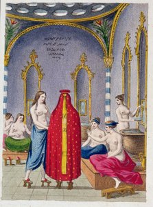 Hammam in Turchia, tavola illustrata da Moeurs, usages et costumes des ottomans di A. Castellan, Parigi, c.1810 da French School