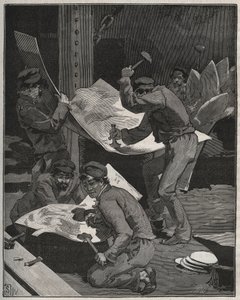 Martellatura e assemblaggio dei pezzi della Statua della Libertà realizzata da Frédéric Auguste Bartholdi. Incisione del 1880 in 