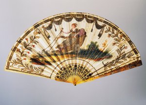 Ventaglio con Venere sul suo carro, foglia di seta dipinta da French School