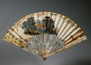 Ventaglio con allegorie delle quattro stagioni, foglia di pelle di capra e costole di madreperla