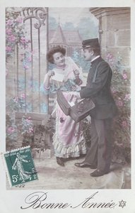 Cartolina di Buon Anno, inizio XX secolo da French School