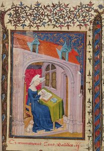Christine de Pisan scrive alla sua scrivania, da 