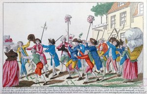 Le teste di due delle guardie del re uccise il 5 ottobre 1789 a Versailles dalla folla parigina sono portate in trionfo a Parigi da French School