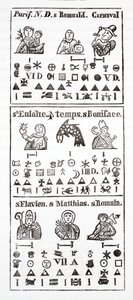 Caratteri geroglifici in un almanacco da French School