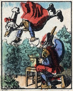 Storia del Dottor Pulcinella (Polichinelle). Incisione su legno di Imaging Pellerin - Epinal, sd. Fine XIX secolo