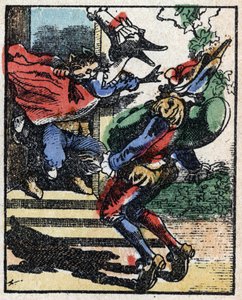 Storia del dottor Pulcinella. Incisione su legno di Imagerie Pellerin - Epinal, fine XIX secolo da French School
