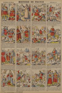 Storia della Francia dal regno di Filippo I al regno di Luigi IX (litografia a colori) da French School
