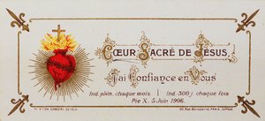 Santino, dedicato al Sacro Cuore, 1906 da French School