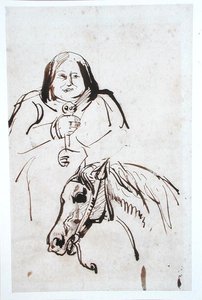 Honoré de Balzac (1799-1850) e il suo cavallo da French School
