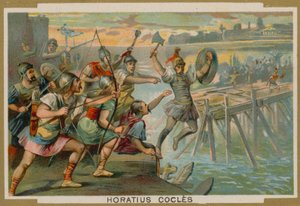 Orazio Coclite, soldato romano, difende il Pons Sublicius contro l