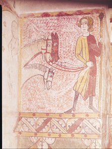 Cavaliere che tiene le redini di tre cavalli, dalla Parete Nord, c.1265 da French School