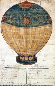Mongolfiera dei fratelli Montgolfier. Disegno originale. 1782